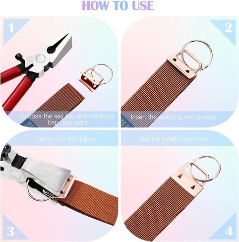 Hotop، 72 قطعة من سلسلة المفاتيح Fob Hardware Key Fob Hardware معصم الأجهزة مع حلقة معدنية لسلسلة المفاتيح والسوار (ذهبي وردي، حرباء، رمادي، ذهبي، فضي، برونزي، 25 مم)، 25 مم in Saudi Arabia