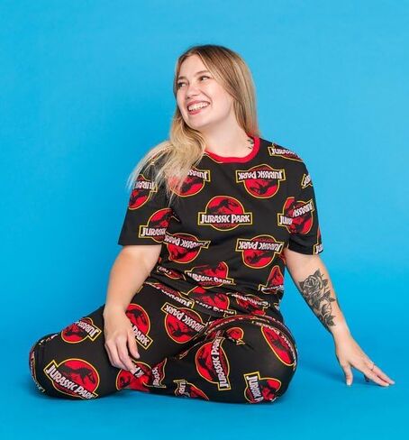 TruffleShuffle Jurassic Park All Over Print Pajamas| Unisex Jurassic Park Lounge-pants and T-Shirt PJs Set | Cosy Pajamas in Saudi Arabia