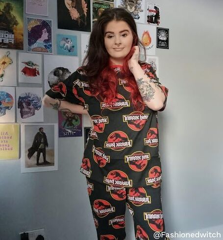 TruffleShuffle Jurassic Park All Over Print Pajamas| Unisex Jurassic Park Lounge-pants and T-Shirt PJs Set | Cosy Pajamas in Saudi Arabia