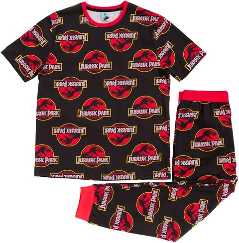 TruffleShuffle Jurassic Park All Over Print Pajamas| Unisex Jurassic Park Lounge-pants and T-Shirt PJs Set | Cosy Pajamas in Saudi Arabia