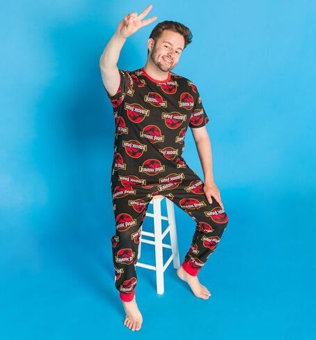 TruffleShuffle Jurassic Park All Over Print Pajamas| Unisex Jurassic Park Lounge-pants and T-Shirt PJs Set | Cosy Pajamas in Saudi Arabia