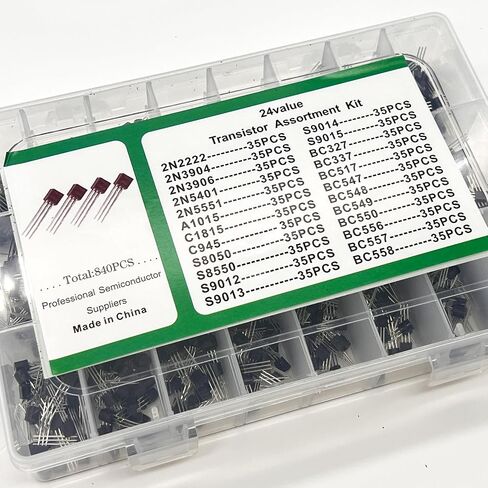 840Pcs TO-92 Transistor Assortment Kit 24 Values Specifications NPN PNP in-line Triode Set in Saudi Arabia