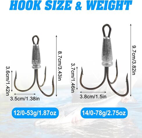 Snagging Hooks Snagging Weighted Treble Hooks, 4pcs Weighted Fishing Hooks Weighted Large Treble Bunker Snag Hooks for Baitfish Trout Bass Fishing 1.1oz 1.4oz 2.1oz 2.8oz in Saudi Arabia