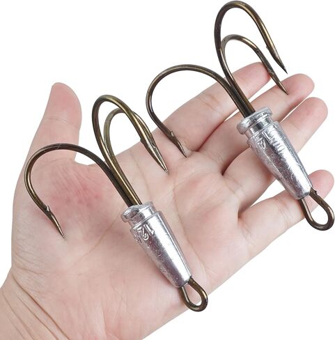 Snagging Hooks Snagging Weighted Treble Hooks, 4pcs Weighted Fishing Hooks Weighted Large Treble Bunker Snag Hooks for Baitfish Trout Bass Fishing 1.1oz 1.4oz 2.1oz 2.8oz in Saudi Arabia
