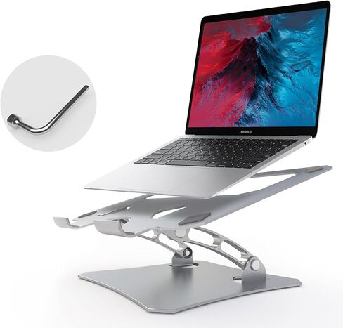 حامل كمبيوتر محمول للمكتب، حامل كمبيوتر محمول قابل للتعديل، حامل كمبيوتر محمول 17 بوصة، حامل كمبيوتر لأجهزة الكمبيوتر المحمولة مقاس 10 إلى 17 بوصة، أفضل شريك للمكتب، إنقاذ داء الفقار العنقي (فضي) in Kuwait