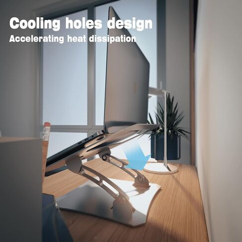 حامل كمبيوتر محمول للمكتب، حامل كمبيوتر محمول قابل للتعديل، حامل كمبيوتر محمول 17 بوصة، حامل كمبيوتر لأجهزة الكمبيوتر المحمولة مقاس 10 إلى 17 بوصة، أفضل شريك للمكتب، إنقاذ داء الفقار العنقي (فضي) in Kuwait