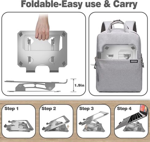 حامل كمبيوتر محمول للمكتب، حامل كمبيوتر محمول قابل للتعديل، حامل كمبيوتر محمول 17 بوصة، حامل كمبيوتر لأجهزة الكمبيوتر المحمولة مقاس 10 إلى 17 بوصة، أفضل شريك للمكتب، إنقاذ داء الفقار العنقي (فضي) in Kuwait