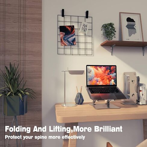 حامل كمبيوتر محمول للمكتب، حامل كمبيوتر محمول قابل للتعديل، حامل كمبيوتر محمول 17 بوصة، حامل كمبيوتر لأجهزة الكمبيوتر المحمولة مقاس 10 إلى 17 بوصة، أفضل شريك للمكتب، إنقاذ داء الفقار العنقي (فضي) in Kuwait