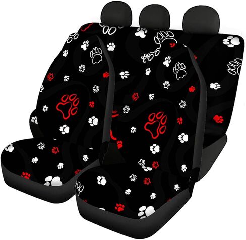 FUSURIRE White Tiger Pattern Car Seat Cover Universal Seat Covers for Car Seats Full Set Front Seat Cover and Rear Split Bench Protection in Kuwait