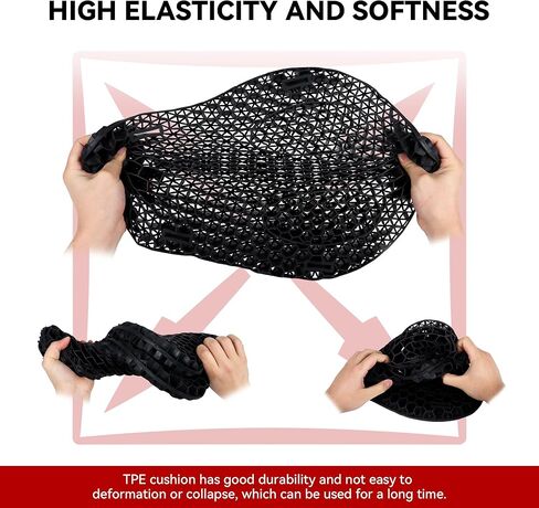 وسادة مقعد جل للدراجة النارية من ريتشر، بسمك 1.38 بوصة، هيكل قرص العسل ثلاثي الأبعاد، ممتص للصدمات قابل للتنفس، تخفيف ضغط عظم الذيل، مع غطاء وسادة قابل للغسل، ملاءمة عالمية in Kuwait