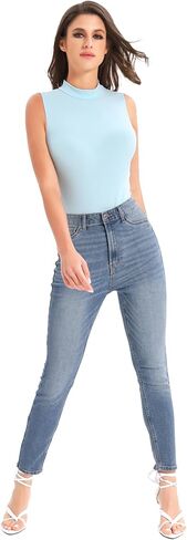 Bodysuits for Women Mock Turtleneck Sleeveless Bodysuit Basic Tank Tops Solaire Collection in Kuwait