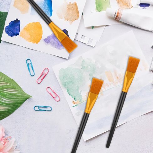 6Pcs Flat Paint Brush Set Acrylic Paint Brushes 1 inch Watercolor Acrylic Paint Brush Synthetic Nylon Oil Painting Brushes for Acrylic, Watercolor, Oil, Crafts, Face Body Art in Saudi Arabia