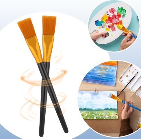 6Pcs Flat Paint Brush Set Acrylic Paint Brushes 1 inch Watercolor Acrylic Paint Brush Synthetic Nylon Oil Painting Brushes for Acrylic, Watercolor, Oil, Crafts, Face Body Art in Saudi Arabia