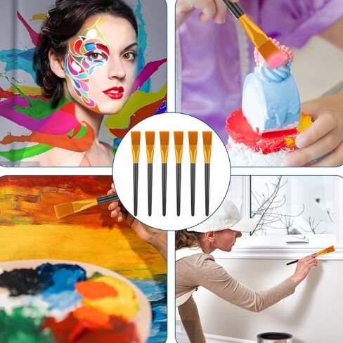 6Pcs Flat Paint Brush Set Acrylic Paint Brushes 1 inch Watercolor Acrylic Paint Brush Synthetic Nylon Oil Painting Brushes for Acrylic, Watercolor, Oil, Crafts, Face Body Art in Saudi Arabia