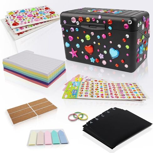 Index Card Holder 3x5 Set with Gift Box for Work, Study, Recipes Making Perfect Office Products Make Ideal Holiday Gifts for Women - Blue in Saudi Arabia