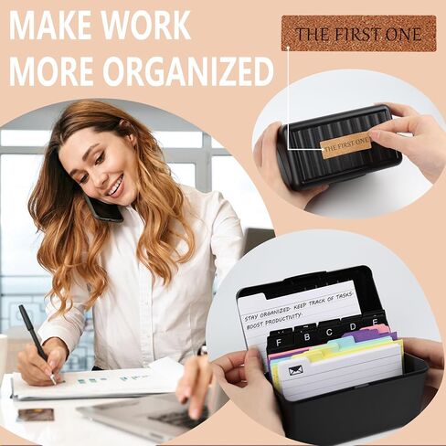 Index Card Holder 3x5 Set with Gift Box for Work, Study, Recipes Making Perfect Office Products Make Ideal Holiday Gifts for Women - Blue in Saudi Arabia