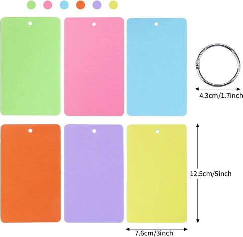 600 ورقة من بطاقات الفهرسة الثقيلة، وبطاقات ملاحظات مقاس 3 × 5 بوصة مع فتحة، وبطاقات دراسة ملونة و10 قطع من حلقات أوراق فضفاضة لبطاقات وصفات التعلم المدرسية in Kuwait