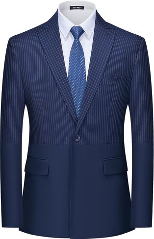 MAGE MALE Mens Suits Slim Fit Pinstripe 2 Piece Tuxedo Suit Set One Button Wedding Party Business Blazer Pants with Tie in Saudi Arabia