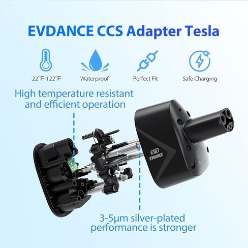محول CCS1 إلى Tesla، شاحن فائق محمول لطراز Tesla 3/S/X/Y 250KW CCS1 إلى محول شاحن Tesla متوافق مع محطة شحن سريعة من المستوى 3 مع قابس CCS in Kuwait