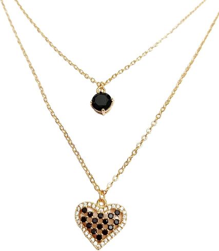 Fashion Women's Double Layer Heart Necklace Gold Plated Necklace for Wedding Party Daily Wear in Saudi Arabia