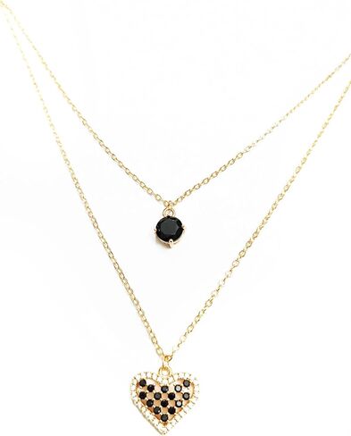 Fashion Women's Double Layer Heart Necklace Gold Plated Necklace for Wedding Party Daily Wear in Saudi Arabia