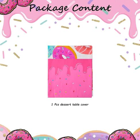 1 قطعة مفارش طاولات حفلات الدونات مستطيلة من البلاستيك دونات يكبر موضوع استحمام الطفل فتاة حفلة عيد ميلاد لوازم ديكور وردي in Kuwait