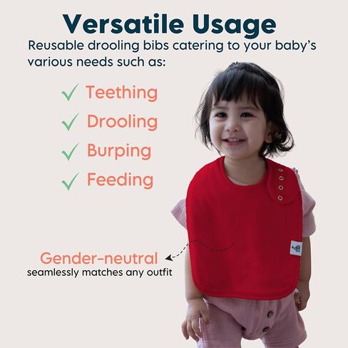 Organic Cotton Drool Bibs | Soft and Absorbent | Baby Infant Boys and Girls | Teething, Drooling in Saudi Arabia