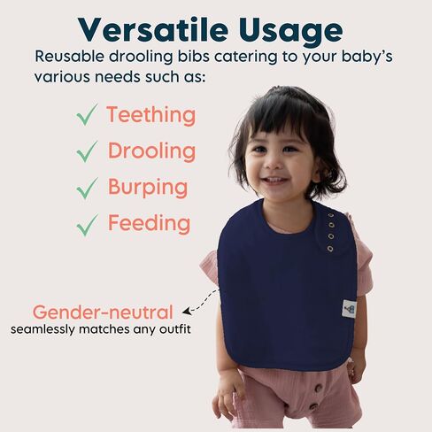 Organic Cotton Drool Bibs | Soft and Absorbent | Baby Infant Boys and Girls | Teething, Drooling in Saudi Arabia