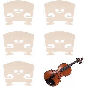5 PCS Violin Bridge 4/4 Full Size, Finer Grade Solid Maple Violin Bridge Pre-Cut Semi Fitted Bridges Sharper Sound Volume Violins Parts for Fit Most 4/4 Violins in Kuwait