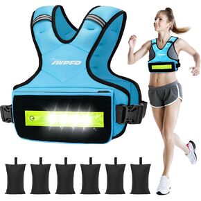 Adjustable Weighted Vest for Women, 6-15lbs Rucking Vest with LED Light Strips, Weight Vest with 6 Ironsand Weights, and Zipper Pocket for Strength Training, Walking, Running in Saudi Arabia