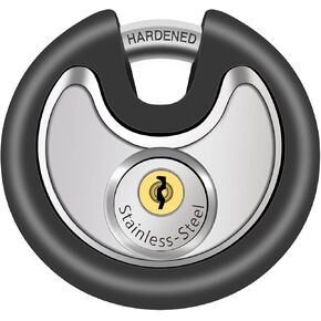 DAYGOS Outdoor Padlock for Storage Unit, Waterproof Stainless Steel Disc Lock with Rubber Bumper for Sheds,Gate and Fence, Heavy Duty Discus Keyed Pad Lock (3/8-Inch Shackle) in Kuwait