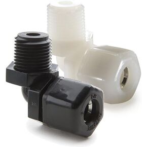 P10ME8-PK10 FAST & TITE MALE CONBOW FITTING ، polypropylene ، 90 درجة زاوية ، 5/8 "أنبوب الضغط × 1/2" ذكر NPTF ، أسود (حزمة 10) in Kuwait