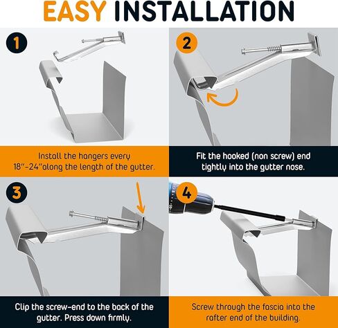 برغي سريع 6 بوصة شماعات مزراب - 50 حزمة - قوسين مزراب 6 بوصة مع مكافأة 6 بوصة بتات - مقاطع قوس مخفية مع المسمار مسبقا - إصلاح مزاريب المطر المتره in Kuwait