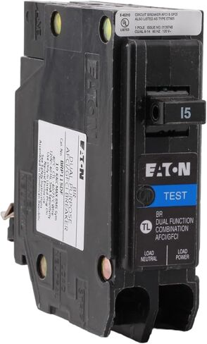 CUTLER-HAMMER BRP115DF 15 Amp Single Pole Dual Function Circuit Breaker - AFCI/GFCI Protection, 120 Volt, Plug-On Neutral, UL Listed (1) in Saudi Arabia