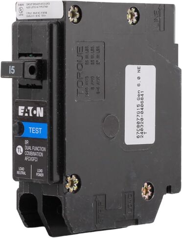 CUTLER-HAMMER BRP115DF 15 Amp Single Pole Dual Function Circuit Breaker - AFCI/GFCI Protection, 120 Volt, Plug-On Neutral, UL Listed (1) in Saudi Arabia