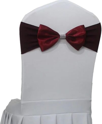 كرسي SASH ، 10pcs/50pcs ساتان كرسي SASH مرنة SPANDEX BOW BAND لزخارف فندق مأدبة (Blue Blue ، 50pcs) in Saudi Arabia