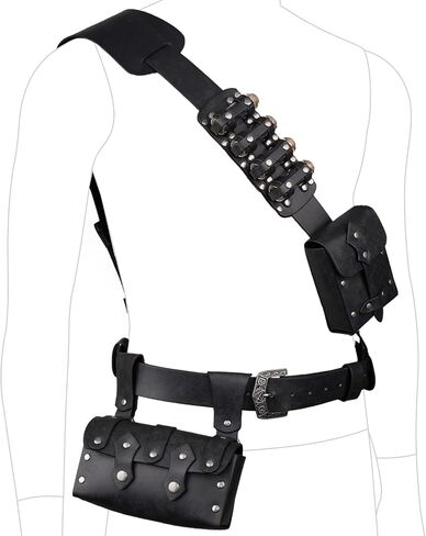 HiiFeuer 7 PCs Medieval Baldric Tactical Belt Accessories Renaissance Faux Leather Belt Bag Alchemy Bottle Holder for Cosplay in Saudi Arabia