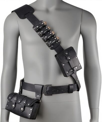 HiiFeuer 7 PCs Medieval Baldric Tactical Belt Accessories Renaissance Faux Leather Belt Bag Alchemy Bottle Holder for Cosplay in Saudi Arabia