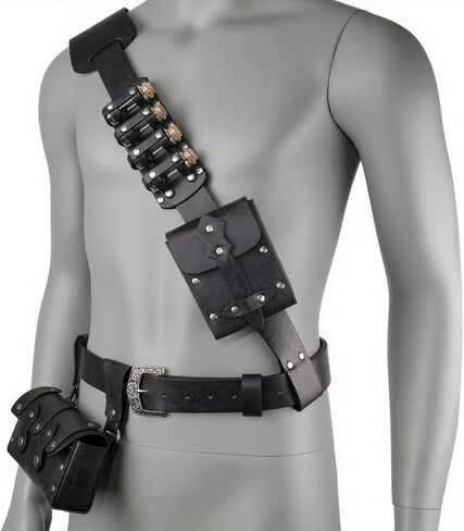HiiFeuer 7 PCs Medieval Baldric Tactical Belt Accessories Renaissance Faux Leather Belt Bag Alchemy Bottle Holder for Cosplay in Saudi Arabia