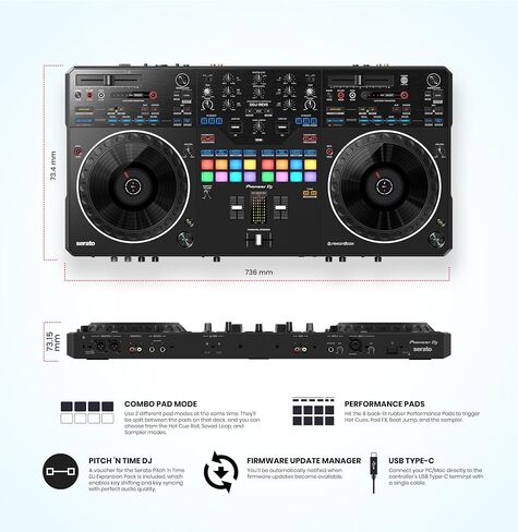 Pioneer DDJ-REV5 4-Deck DJ Controller - Black Bundle with Laptop Stand, Headphones, and Austin Bazaar Polishing Cloth in Saudi Arabia