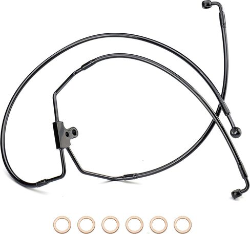 MoKitDora Stainless Steel Brake Line Oil Hose Kit for 10" Monkey Bagger Bars 1996-2013 Harley Touring Street FLHX Electra Glide FLHT No ABS, Black in Saudi Arabia