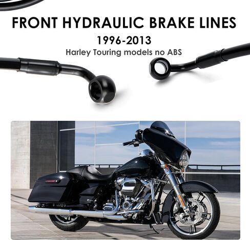 MoKitDora Stainless Steel Brake Line Oil Hose Kit for 10" Monkey Bagger Bars 1996-2013 Harley Touring Street FLHX Electra Glide FLHT No ABS, Black in Saudi Arabia
