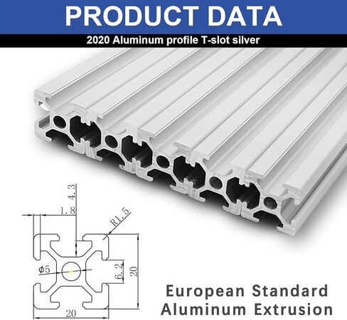 10pcs t Slot 2020 Aluminium Prouge Standard European 250mm (9.8 ') in Saudi Arabia