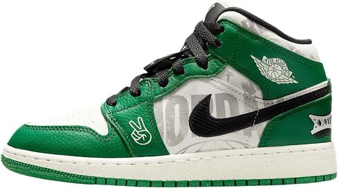 Air Jordan 1 Mid SE Big Kids 'أحذية (HF3200-300 ، Pine Green/Black/Team Orange/Sail) in Saudi Arabia