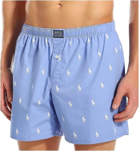 POLO RALPH LAUREN All Over Pony Player Woven Boxer Cruise Navy/Bermuda Blue Aopp LG in Saudi Arabia
