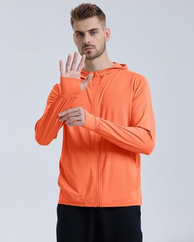 Men's UPF 50+ Sun Protection Lightweight Hoodie Jacket Full Zip Long Sleeve Hiking Fishing Outdoor Performance in Saudi Arabia