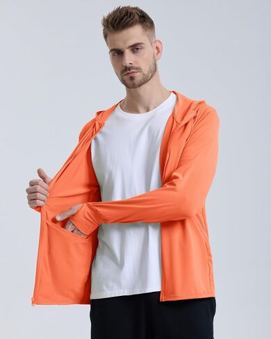 Men's UPF 50+ Sun Protection Lightweight Hoodie Jacket Full Zip Long Sleeve Hiking Fishing Outdoor Performance in Saudi Arabia