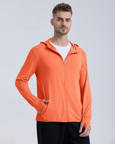 Men's UPF 50+ Sun Protection Lightweight Hoodie Jacket Full Zip Long Sleeve Hiking Fishing Outdoor Performance in Saudi Arabia