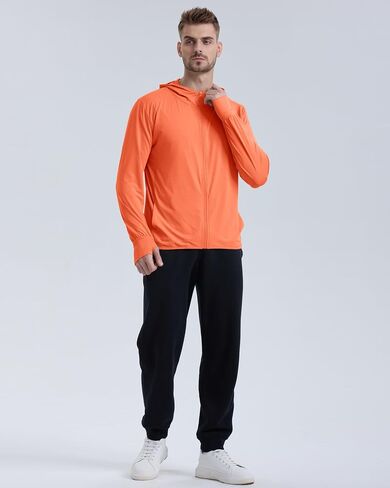Men's UPF 50+ Sun Protection Lightweight Hoodie Jacket Full Zip Long Sleeve Hiking Fishing Outdoor Performance in Saudi Arabia