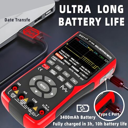 ZT-703S 3 في 1 ذبذبة محمولة القناة المزدوجة للسيارات 50 ميجا هرتز مع المولد الرقمي ومولد الإشارة ، 3400mAh للإلكترونيات/التعليم in Kuwait